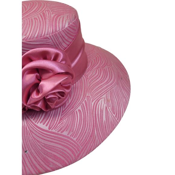 Vintage Nubiano New York Pink Wide Brim Church Derby Hat Fascinator - Picture 5 of 15